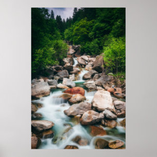 Vackra kaskadfloden i vår poster