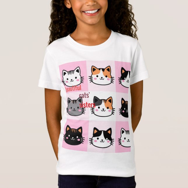 vackra katt-systrar t shirt (Framsida)