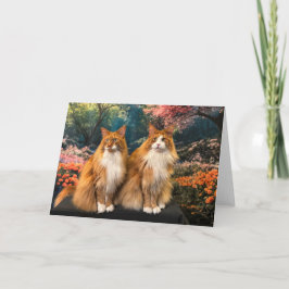 Vackra katter i Colorful Vår Garden Kort