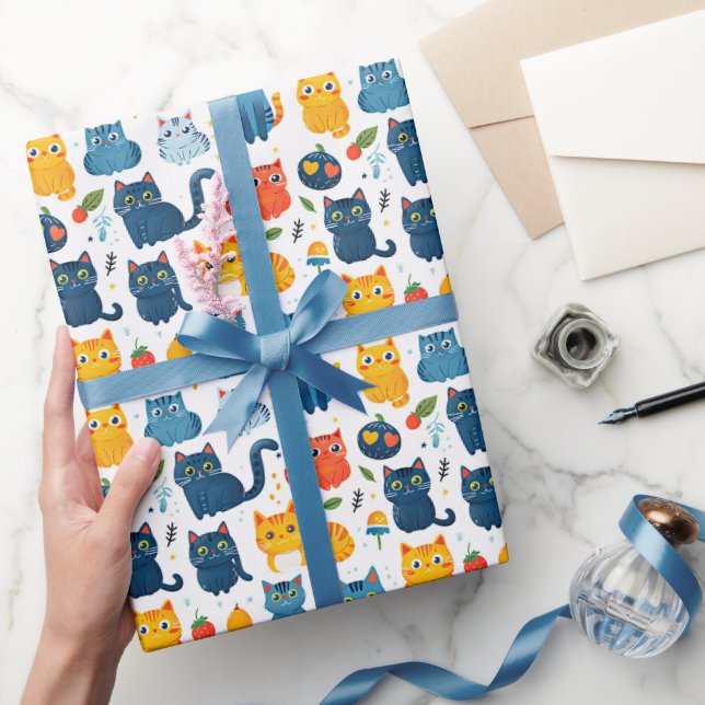 Vackra kawaiikatter, leker med leksak vit ba presentpapper (Gifting)
