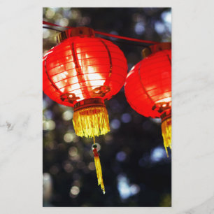 Vackra kinesiska Lunar New Year Red Lanths Brevpapper