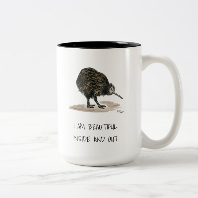 Vackra Kiwi-fynd med två ton kaffe Mugg (Höger)