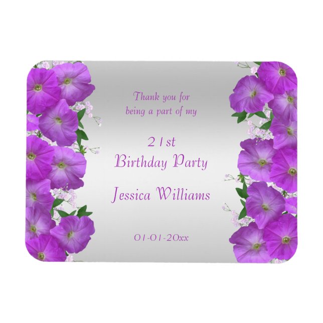 Vackra Klassiga Petunior Blommig Födelsedag Magnet (Horisontell)