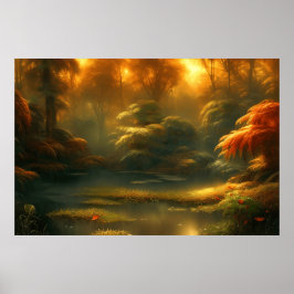 Vackra klassiska serenlandskap små bäck pos poster