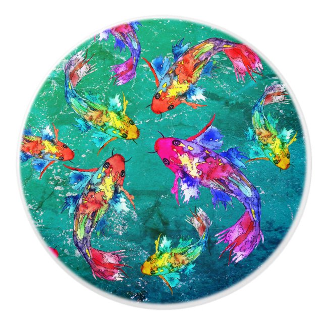 Vackra Koi Fish Pond Knobs och Pulls Knopp (Framsidan)