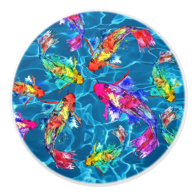 Vackra Koi Fish Pond Knobs och Pulls Knopp (Framsidan)