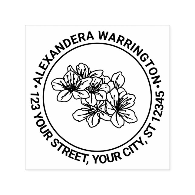 Vackra Körsbärsblomningar Namn Returadress Självfärgande Stämpel (Design)