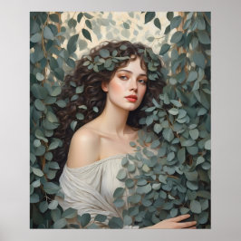 Vackra kvinnor bland eukalyptus Löv Poster
