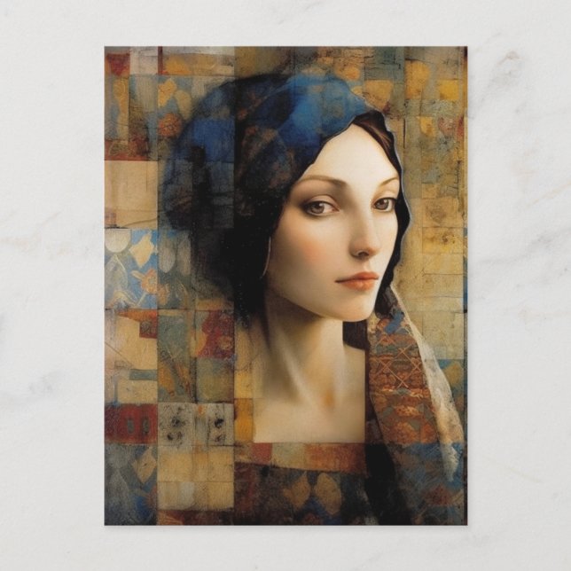 Vackra kvinnor i blandad media vykort (Framsida)