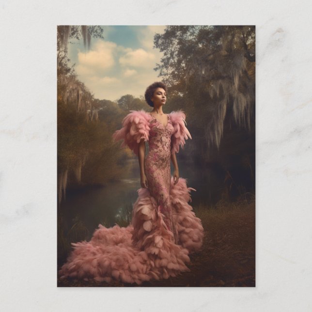 Vackra kvinnor i en Rosa Feasted Dress Vykort (Framsida)