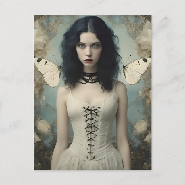 Vackra kvinnor i gotiska kläder vykort (Framsida)