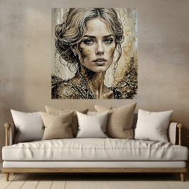 Vackra kvinnor i Guld Glitter Poster
