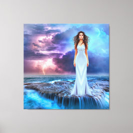 Vackra kvinnor i Sten vid havet Canvastryck