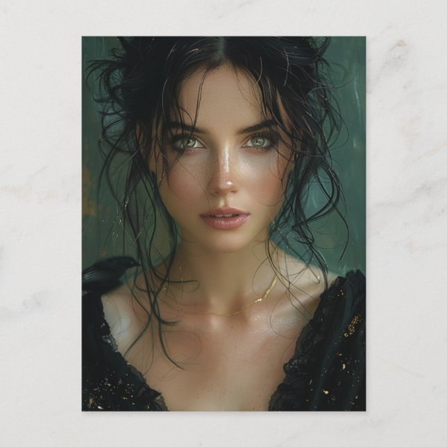 Vackra kvinnor i svart vykort (Framsida)