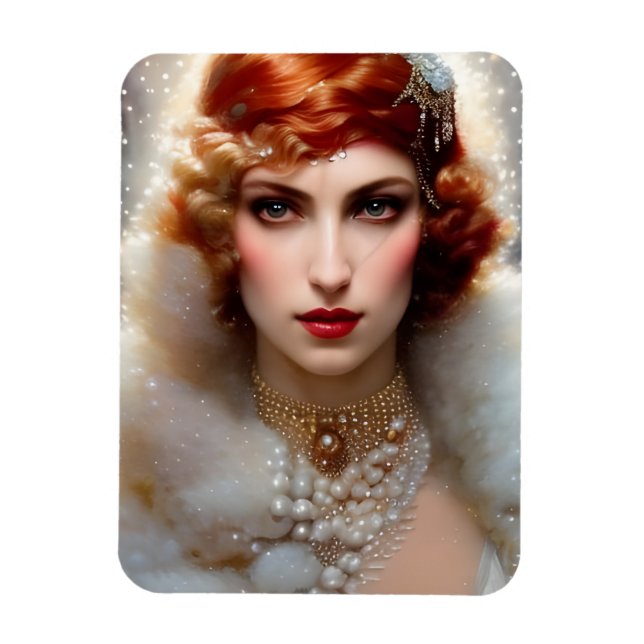 Vackra kvinnor i vitt magnet (Vertikal)