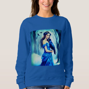 Vackra kvinnor med en korv i en snöskog t shirt