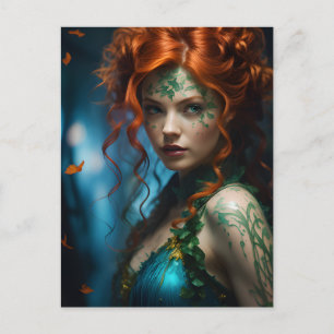 Vackra kvinnor med Red Hair Ivy Tattoos Vykort