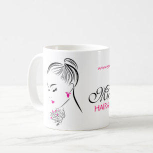 Vackra kvinnor med rosa örringar kaffemugg