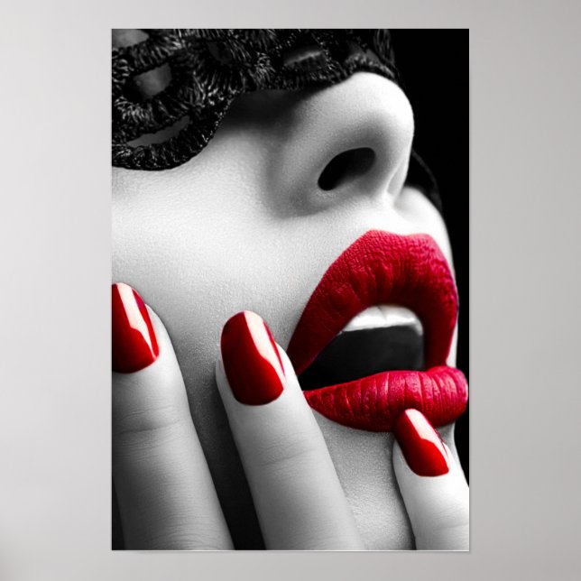 Vackra kvinnor med svart Snöre-mask Poster (Framsidan)