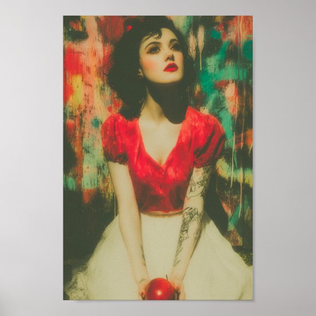 Vackra kvinnor med tatueringar och äpple poster (Framsidan)