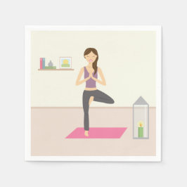 Vackra kvinnor som gör Yoga i ett dekorerat rum Pappersservett