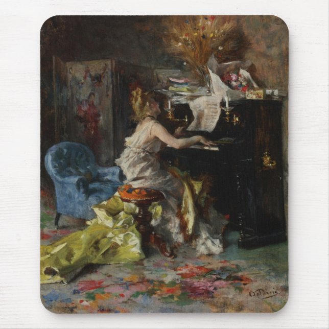 Vackra kvinnor som spelar Piano (av Boldini) Musmatta (Framsidan)