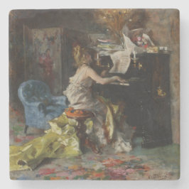 Vackra kvinnor som spelar Piano (av Boldini) Stenunderlägg