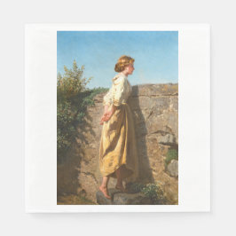 Vackra kvinnor Tittar över muren (Vintage) Pappersservett