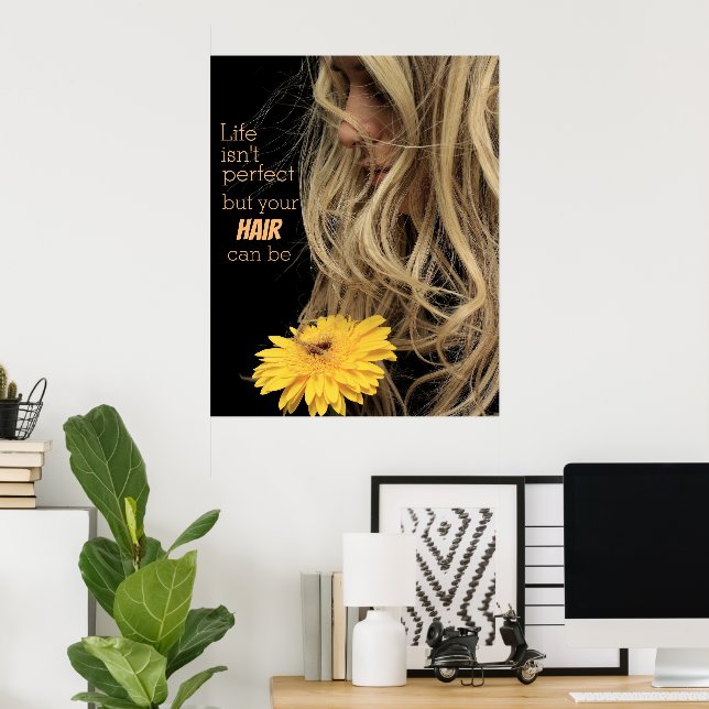 Vackra kvinnors hårblomma Hair Salon Poster (Hemmakontoret)
