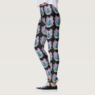Vackra kycklingar och blommor leggings