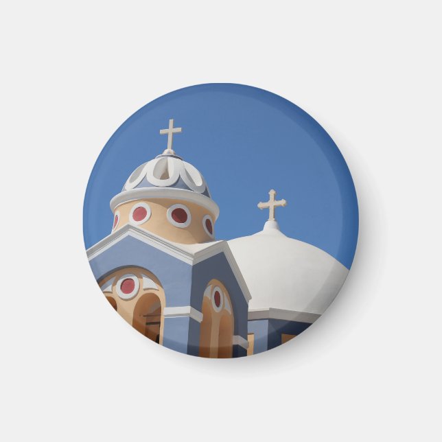 Vackra kyrkan och himlar i Grekland Magnet (Framsidan)