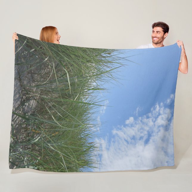 vackra, landskap, sanddyner, gräs, himlar, sommar, fleecefilt (På plats)