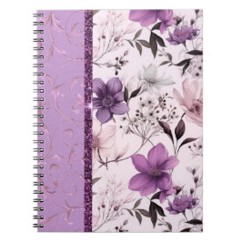 Vackra lavender och rosa blommigt anteckningsbok