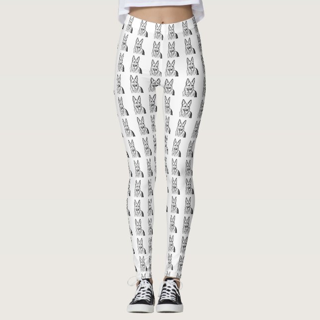 Vackra Leggings - Tysk Shepherd-mönster (Framsida)