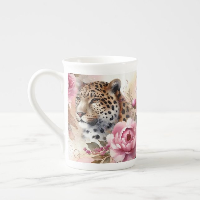 Vackra Leopard & Ro Mugg Benporslin Mugg (Vänster)