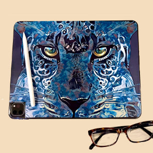 Vackra leopardblues, golden öga iPad Tablet Klistermärken
