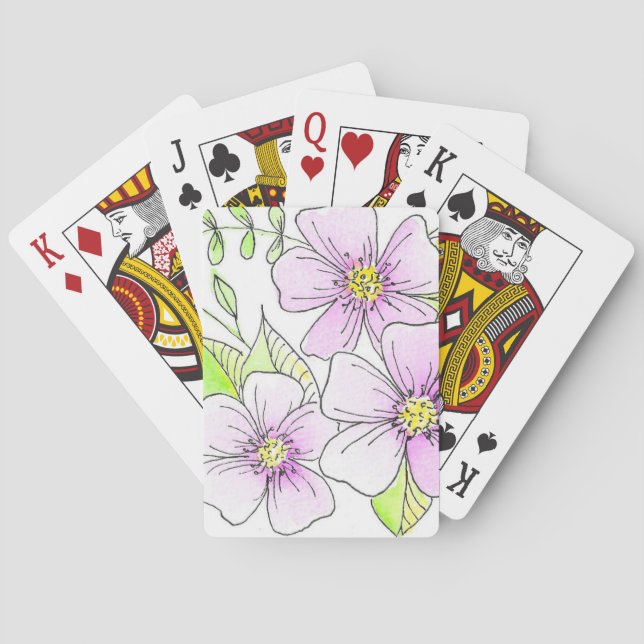 Vackra lila akvarellblommor casinokort (Baksidan)