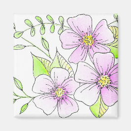 Vackra lila akvarellblommor magnet