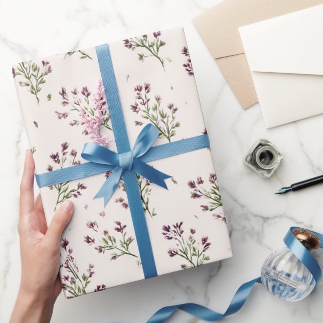 Vackra lila blommor bröllopsdusch presentpapper (Gifting)