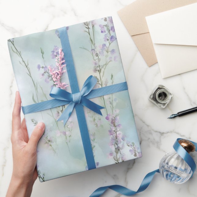 Vackra lila blommor bröllopsdusch presentpapper (Gifting)