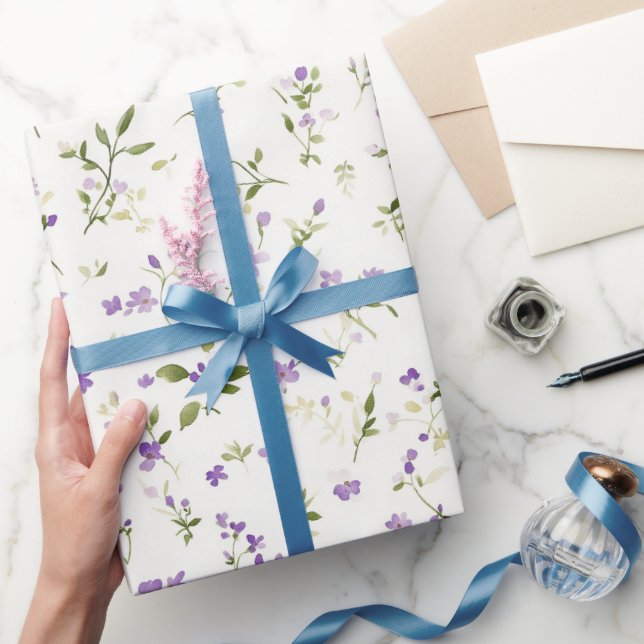 Vackra lila blommor födelsedag presentpapper (Gifting)