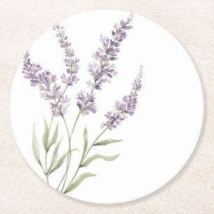 Vackra lila blommor födelsedag underlägg papper rund