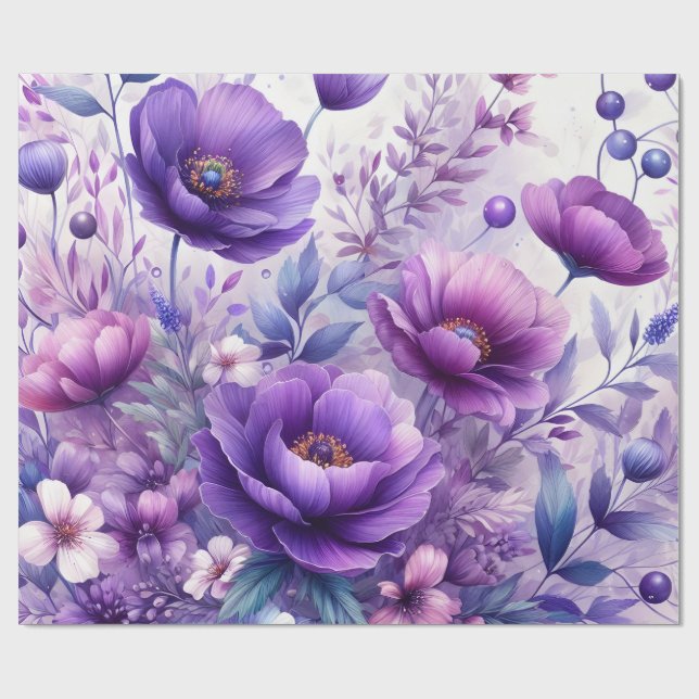 Vackra lila blommor presentpapper (Platt)