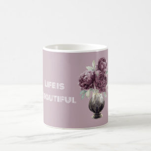 Vackra lila blommor vas kaffemugg