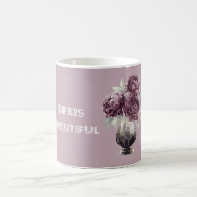 Vackra lila blommor vas kaffemugg (Center)