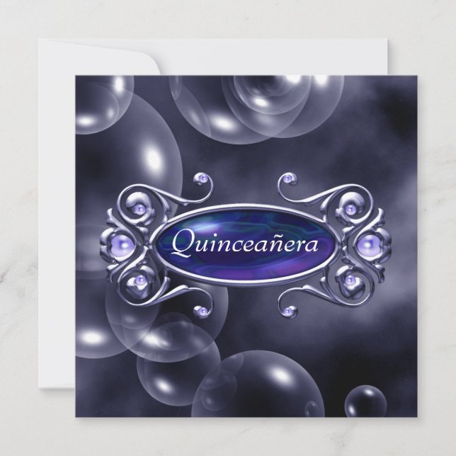 Vackra lila bubblor Quinceanera Inbjudningar (Framsida)