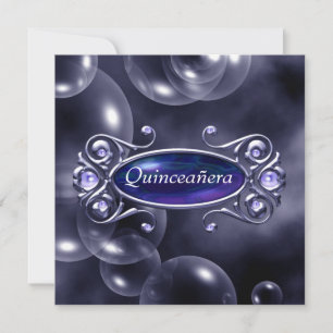 Vackra lila bubblor Quinceanera Inbjudningar