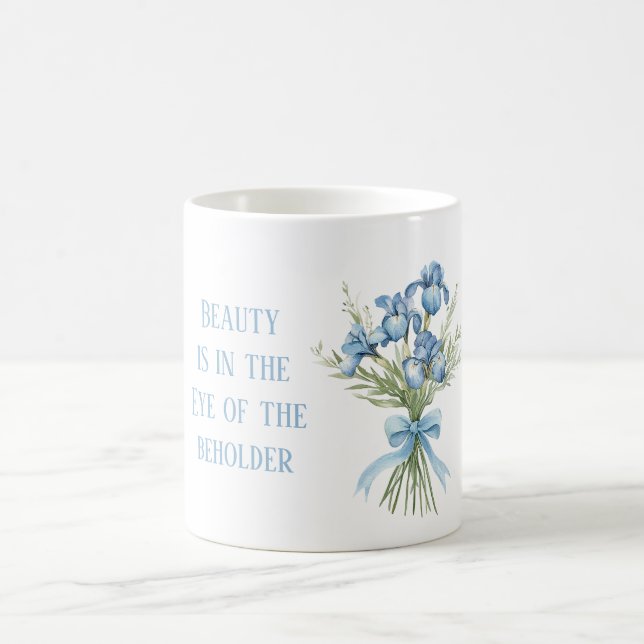 Vackra lila irisblommor båge kaffemugg (Center)