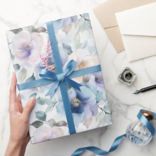 Vackra lila lavendel vita blommor bröllopsdusch presentpapper
