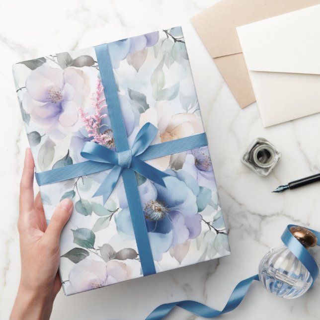 Vackra lila lavendel vita blommor bröllopsdusch presentpapper (Gifting)